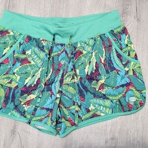 Reel Legends Green Leaf Tropical Women's Athletic Shorts Medium